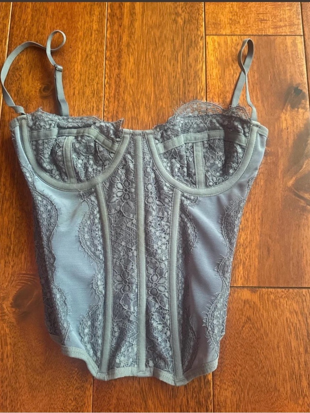 Urban Outfitters Lace Corset Cami in Dusty Blue
